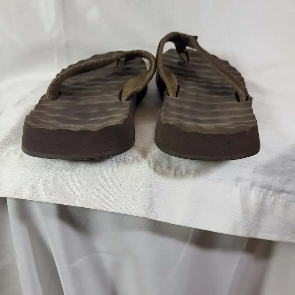 Flojos Men's Brown Thong Sandals Flip Flops, 10